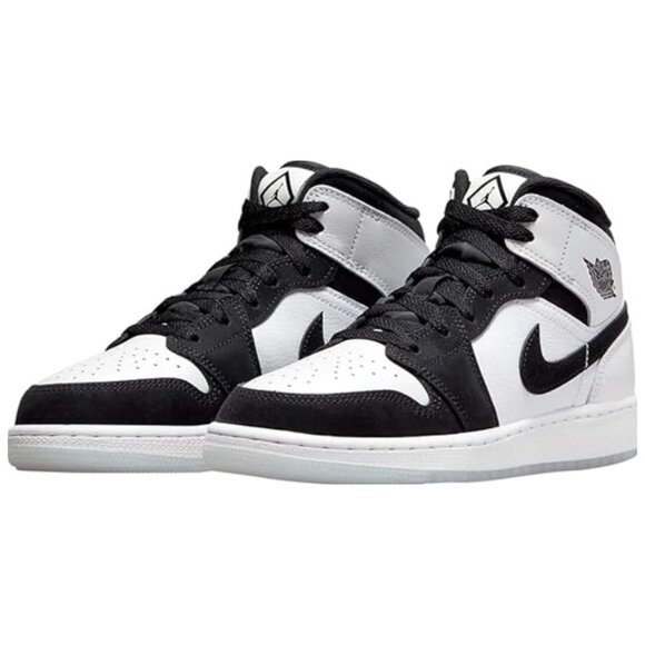 Air Jordan 1 Mid SE Diamond Grade School White/Black Sneakers Kids Size 6Y - Picture 3 of 16